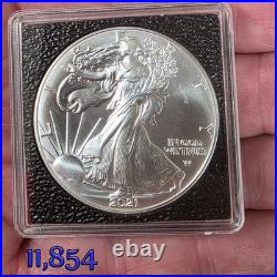 2021 SILVER EAGLE TYPE 2 1 OZ. FINE SILVER BULLION COIN in a INTERCEPT CAPSULE