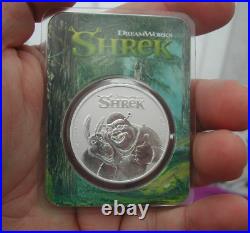 2021 Shrek & Donkey 1oz Solid Silver. 999 Coin in TEP Packaging