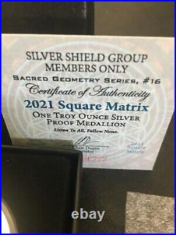 2021 Silver Shield SQUARE MATRIX 1 oz PROOF with COA & BOX bonus Mercury Dime