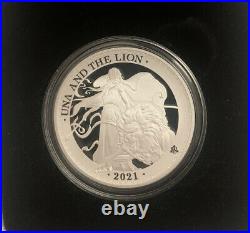 2021 St Helena Una And The Lion 1oz Solid Silver Proof Coin With Box And C. O. A