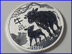2021 Year Of The Ox Solid Silver 2 oz Coin In Capsule