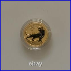 2022 Australia Perth Mint Lunar Tiger 1/10 Solid Gold Coin
