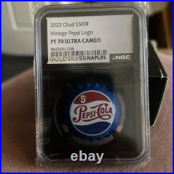 2022 Chad S500f Vintage Pepsi Logo PF 70 ULTRA CAMEO NGC. 999 Solid Silver