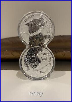 2022 Germania Beasts Fenrir 2 X 1oz Solid Silver. 999 Coins In Double Capsule