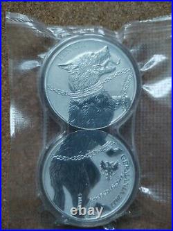 2022 Germania Beasts Fenrir 2 X 1oz Solid Silver. 999 Coins In Double Capsule #2