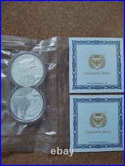 2022 Germania Beasts Fenrir 2 X 1oz Solid Silver. 999 Coins In Double Capsule #4