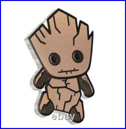 2022 Niue Marvel Kawaii Groot 1oz Silver Shaped Proof Coin 2022 Niue Marvel Kawaii Groot 1oz Silver Shaped Proof Coin