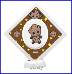 2022 Niue Marvel Kawaii Groot 1oz Silver Shaped Proof Coin 2022 Niue Marvel Kawaii Groot 1oz Silver Shaped Proof Coin
