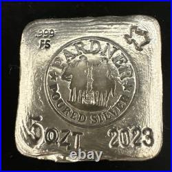 2023 5 Oz Pardner Pour Silver Square Deal Bar with COA #120