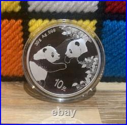 2023 China Panda 10 Yuan 30g 1oz. 999 Solid Silver Coin In Protective Capsule