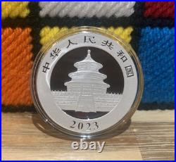 2023 China Panda 10 Yuan 30g 1oz. 999 Solid Silver Coin In Protective Capsule