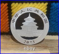 2023 China Panda 10 Yuan 30g 1oz. 999 Solid Silver Coin In Protective Capsule