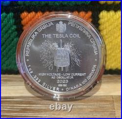 2023 Nikola Tesla The Tesla Coil 1oz. 999 Solid Silver Coin In Capsule