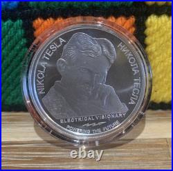 2023 Nikola Tesla The Tesla Coil 1oz. 999 Solid Silver Coin In Capsule