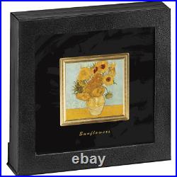 2023 Niue Vincent Van Gogh Sunflowers 2 oz Silver Gilded Proof Coin