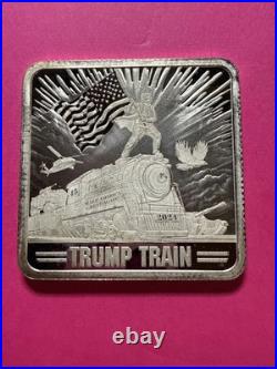 2024 1oz Proof Trump Square Trump Train Silver Bar 45 MAGA 47.999 Fine Silver