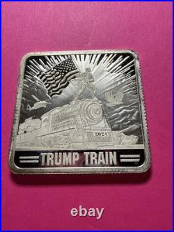 2024 1oz Proof Trump Square Trump Train Silver Bar 45 MAGA 47.999 Fine Silver