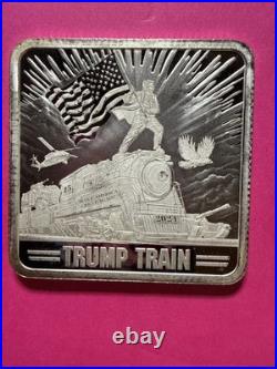 2024 1oz Proof Trump Square Trump Train Silver Bar 45 MAGA 47.999 Fine Silver