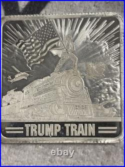 2024 1oz Proof Trump Square Trump Train Silver Bar 45 MAGA 47.999 Silver #138