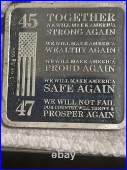 2024 1oz Proof Trump Square Trump Train Silver Bar 45 MAGA 47.999 Silver #138