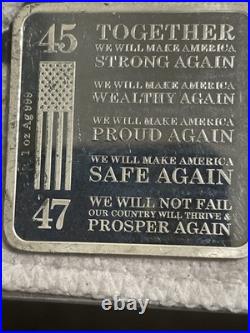 2024 1oz Proof Trump Square Trump Train Silver Bar 45 MAGA 47.999 Silver #138
