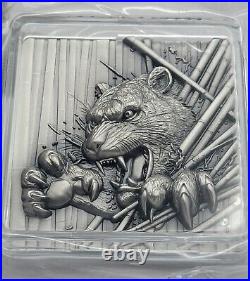 2024 Furious Beasts Tiger Korean 2 oz Fine Silver Antiqued Stacker