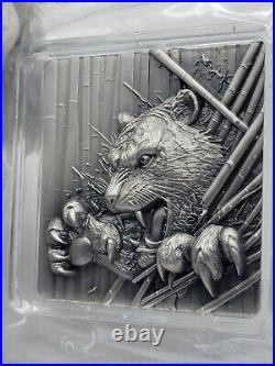 2024 Furious Beasts Tiger Korean 2 oz Fine Silver Antiqued Stacker