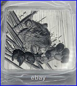 2024 Furious Beasts Tiger Korean 2 oz Fine Silver Antiqued Stacker