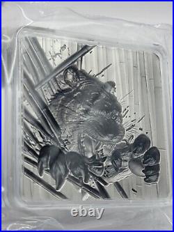 2024 Furious Beasts Tiger Korean 2 oz Fine Silver Antiqued Stacker