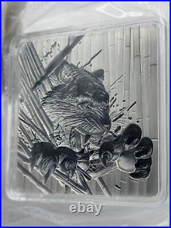 2024 Furious Beasts Tiger Korean 2 oz Fine Silver Antiqued Stacker