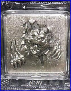 2024 Komsco Furious Beasts Series Grizzly Bear Stacker 2 oz. 999 Silver