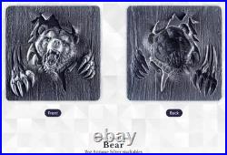 2024 Korean Furious Beasts BEAR 2 oz. 999 Antique Silver Stacker WithCapsule #906