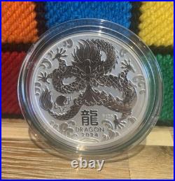 2024 Lunar Year Of The Dragon 2 Oz Solid Silver. 999 Coin Australian Perth Mint
