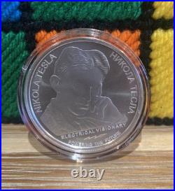 2024 Nikola Tesla Teleforce 1oz. 999 Solid Silver Coin In Capsule