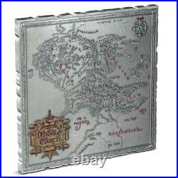2024 Niue Lord of the Rings Middle Earth Map 5 oz Silver Antiqued Coin