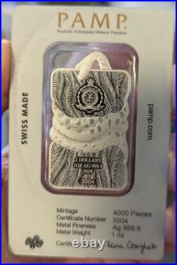2024 PAMP Holographic Nature's Grip Green Anaconda 1 oz. 9999 Silver 3004/4000