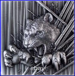 2024 South Korea Furious Beasts Tiger 2oz Silver Antiqued Stacker In Capsule