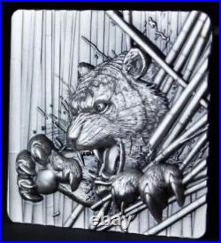 2024 South Korea Furious Beasts Tiger 2oz Silver Antiqued Stacker In Capsule