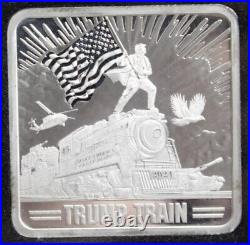 2024 Trump Train. 999 Fine Silver Square Bar, 1 oz