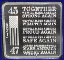 2024 Trump Train. 999 Fine Silver Square Bar, 1 oz