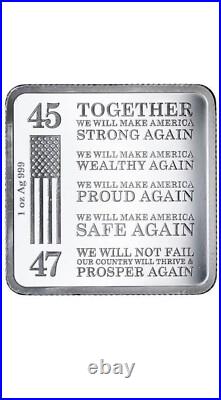2024 Trump Train. 999 Fine Silver Square Bar, 1 oz Very Patriotic Piece