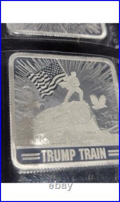 2024 Trump Train. 999 Fine Silver Square Bar, 1 oz Very Patriotic Piece