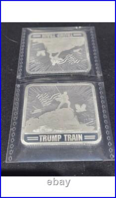 2024 Trump Train. 999 Fine Silver Square Bar, 1 oz Very Patriotic Piece