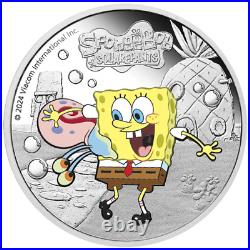 2024 Tuvalu SpongeBob SquarePants SpongeBob and Gary 1 oz Silver Colored Proof