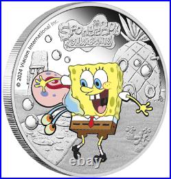 2024 Tuvalu SpongeBob SquarePants SpongeBob and Gary 1 oz Silver Colored Proof