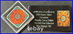2025 1 Oz. 9999 Silver UK Queen's Beasts Completer Picadilly Circus London Color