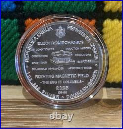 2025 Nikola Tesla Electromechanics 1oz. 999 Solid Silver Coin In Capsule