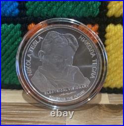 2025 Nikola Tesla Electromechanics 1oz. 999 Solid Silver Coin In Capsule