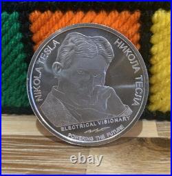 2025 Nikola Tesla Electromechanics 1oz. 999 Solid Silver Coin In Capsule