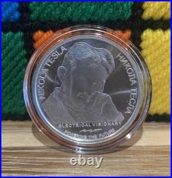 2025 Nikola Tesla Tesla's Oscillator 1oz. 999 Solid Silver Coin In Capsule